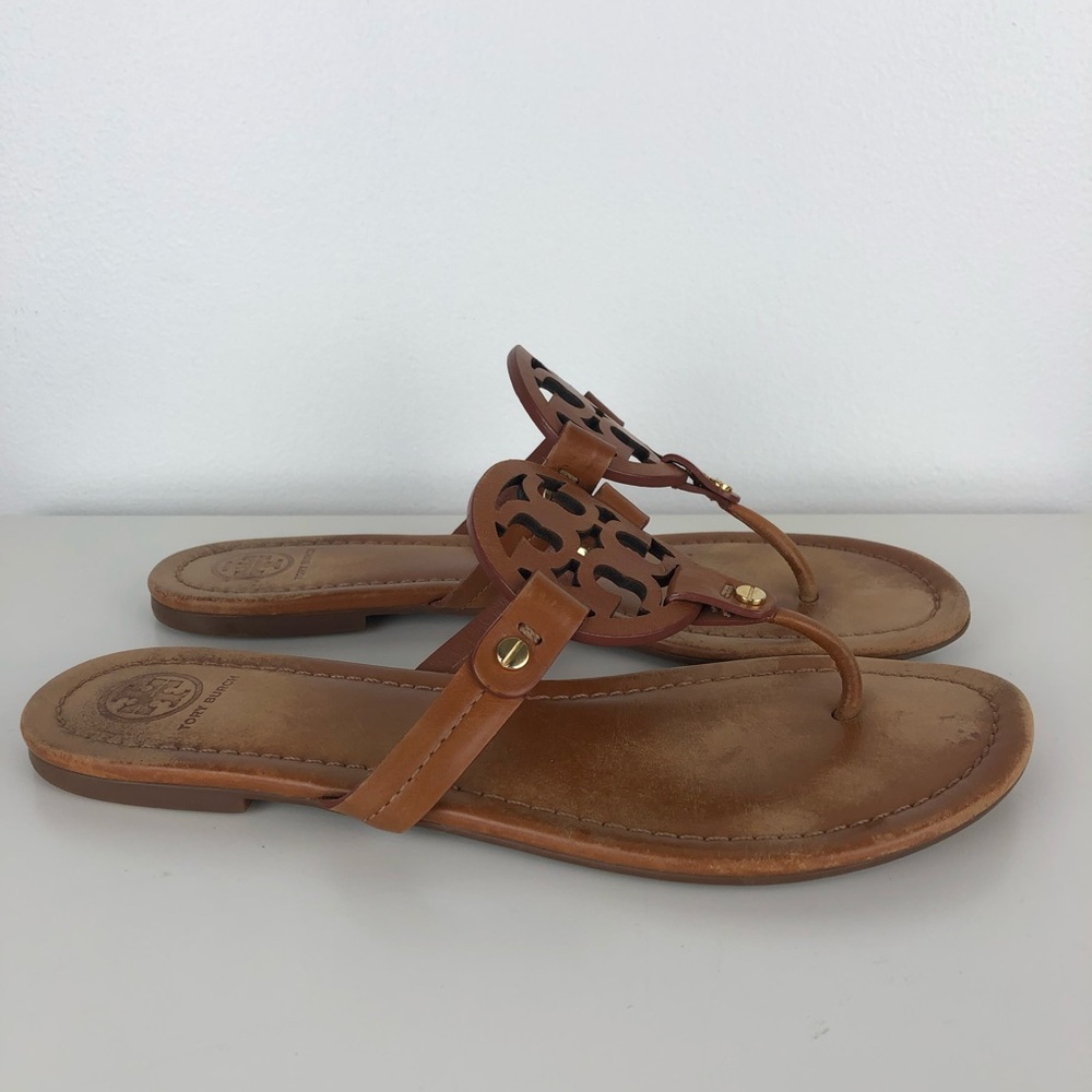 Tory Burch Miller Brown Leather Sandals - Picture 2 of 8